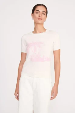 STAUD REYNA SWEATER  IVORY CHERRY BLOSSOM TOILE IVORYCHERRYBLOSSOMTOILE Clearance