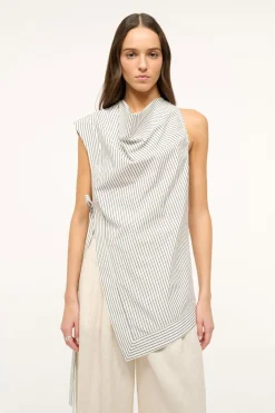 STAUD SAWYER TOP  IVORY MICRO STRIPE IVORYMICROSTRIPE Outlet