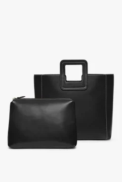 STAUD SHIRLEY LEATHER BAG   BLACK Hot
