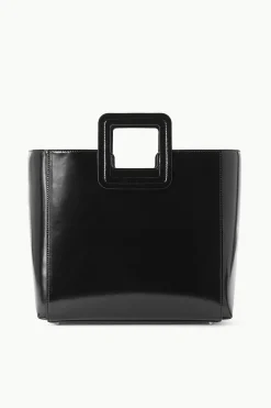 STAUD SHIRLEY LEATHER BAG POLISHED BLACK