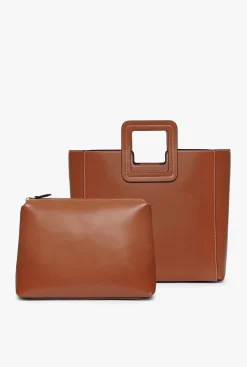 STAUD SHIRLEY LEATHER BAG  SADDLE TAN Clearance