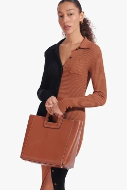 STAUD SHIRLEY LEATHER BAG  SADDLE TAN Clearance