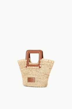 STAUD SHIRLEY MINI BUCKET BAG  NATURAL RAFFIA NATURALTAN New