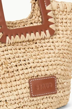 STAUD SHIRLEY MINI BUCKET BAG  NATURAL RAFFIA NATURALTAN New