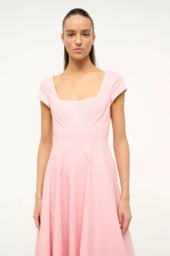 STAUD SHORT SLEEVE WELLS DRESS  PEARL PINK PEARLPINK New