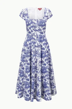 STAUD SHORT SLEEVE WELLS DRESS  BLUE TOILE BLUETOILE Discount