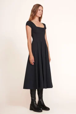 STAUD SHORT SLEEVE WELLS DRESS   BLACK Sale