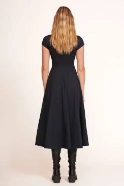 STAUD SHORT SLEEVE WELLS DRESS   BLACK Sale