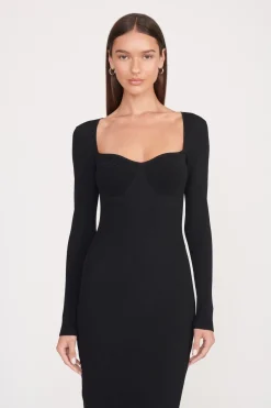 STAUD SILHOUETTE DRESS   BLACK Clearance