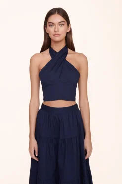 STAUD SMOCKED KAI TOP   NAVY New