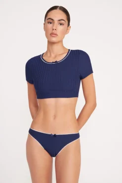 STAUD SOLEIL SWIM TOP  NAVY WHITE NAVYWHITE Hot