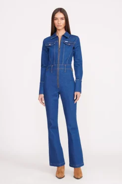 STAUD + WRANGLER THE BODY JUMPSUIT  DARK RINSE DARKRINSE Discount