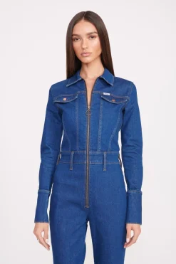 STAUD + WRANGLER THE BODY JUMPSUIT  DARK RINSE DARKRINSE Discount
