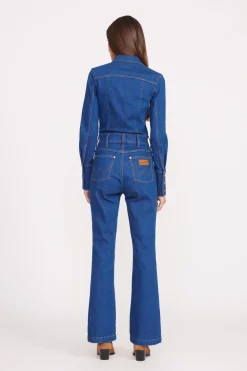 STAUD + WRANGLER THE BODY JUMPSUIT  DARK RINSE DARKRINSE Discount