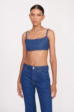 STAUD + WRANGLER THE JEAN BIKINI TOP  DARK RINSE DARKRINSE Hot