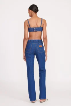 STAUD + WRANGLER THE JEAN BIKINI TOP  DARK RINSE DARKRINSE Hot