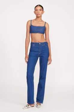 STAUD + WRANGLER THE JEAN BIKINI TOP  DARK RINSE DARKRINSE Hot