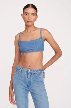 STAUD + WRANGLER THE JEAN BIKINI TOP  MID BLUE MIDBLUE New