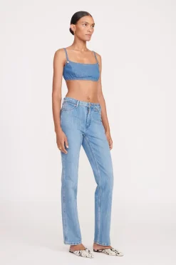 STAUD + WRANGLER THE JEAN BIKINI TOP  MID BLUE MIDBLUE New
