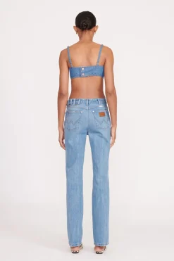 STAUD + WRANGLER THE JEAN BIKINI TOP  MID BLUE MIDBLUE New