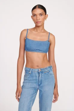 STAUD + WRANGLER THE JEAN BIKINI TOP  MID BLUE MIDBLUE New