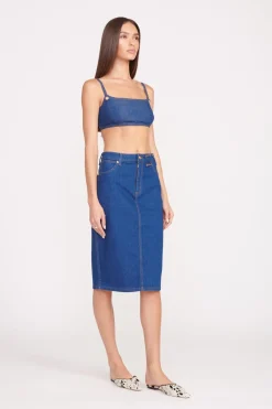 STAUD + WRANGLER THE PENCIL SKIRT  DARK RINSE DARKRINSE New