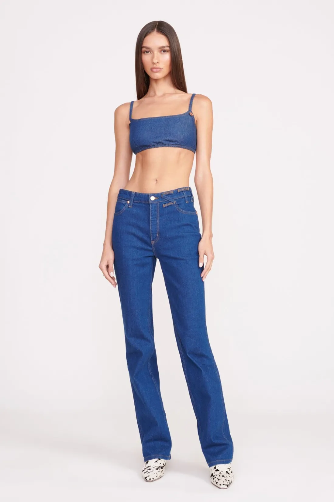 STAUD + WRANGLER THE STRAIGHT CUT JEAN DARK RINSE DARKRINSE Hot