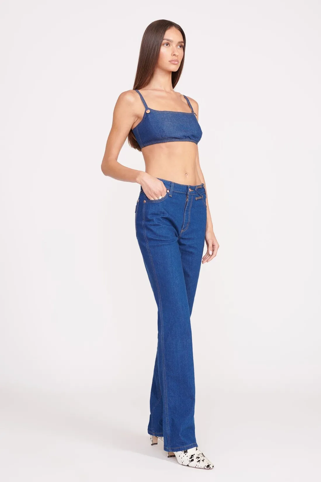 STAUD + WRANGLER THE STRAIGHT CUT JEAN DARK RINSE DARKRINSE Hot