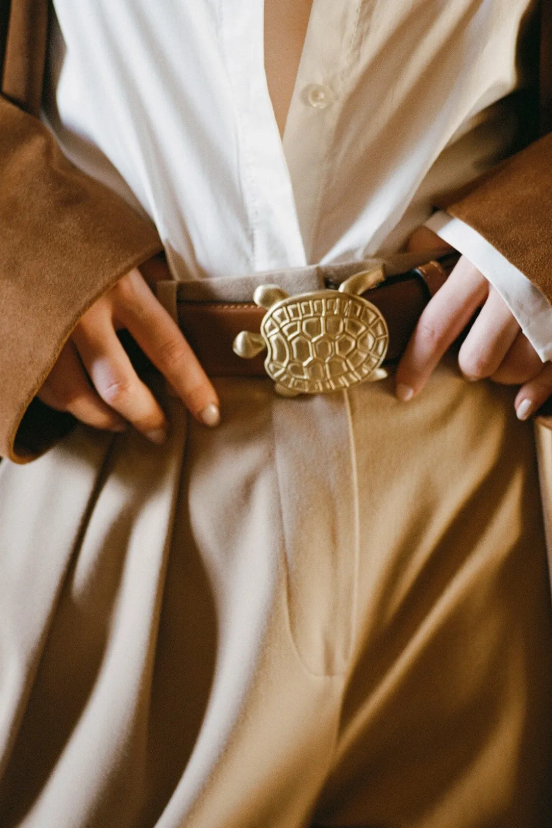STAUD TURTLE BELT Tan Sale