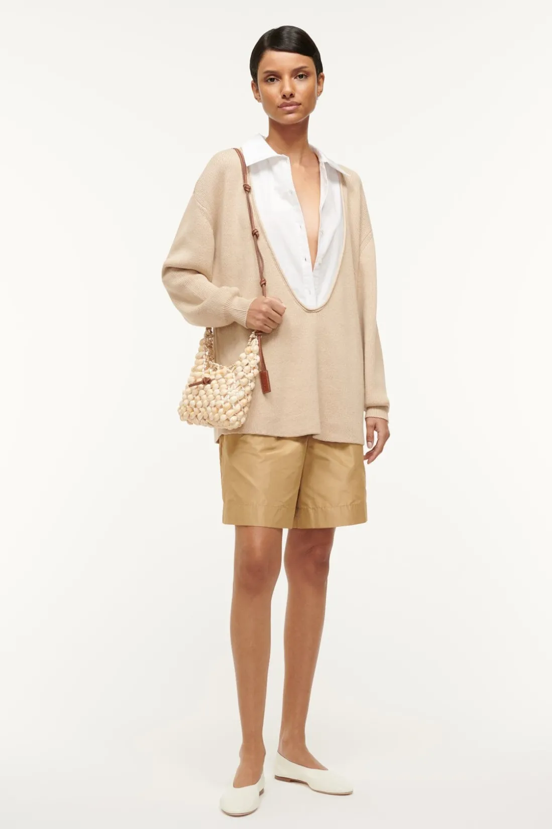 STAUD VACANZA SHELL SHOULDER BAG NATURAL TAN NATURALTAN