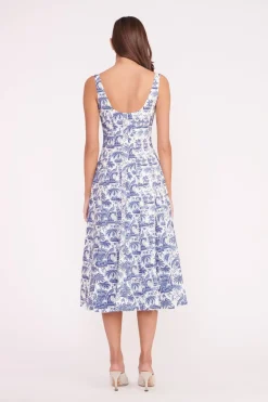 STAUD WELLS DRESS  BLUE TOILE CHINABLUETOILE Best