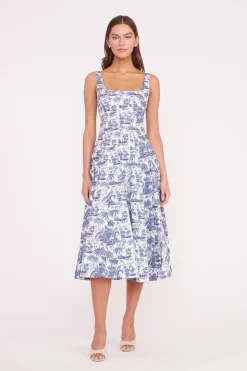 STAUD WELLS DRESS  BLUE TOILE CHINABLUETOILE Best
