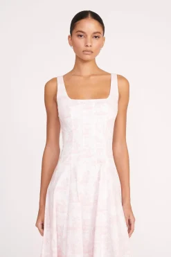 STAUD WELLS DRESS  IVORY CHERRY BLOSSOM TOILE IVORYCHERRYBLOSSOMTOILE