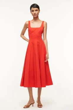 STAUD WELLS DRESS  RED ROSE REDROSE Hot